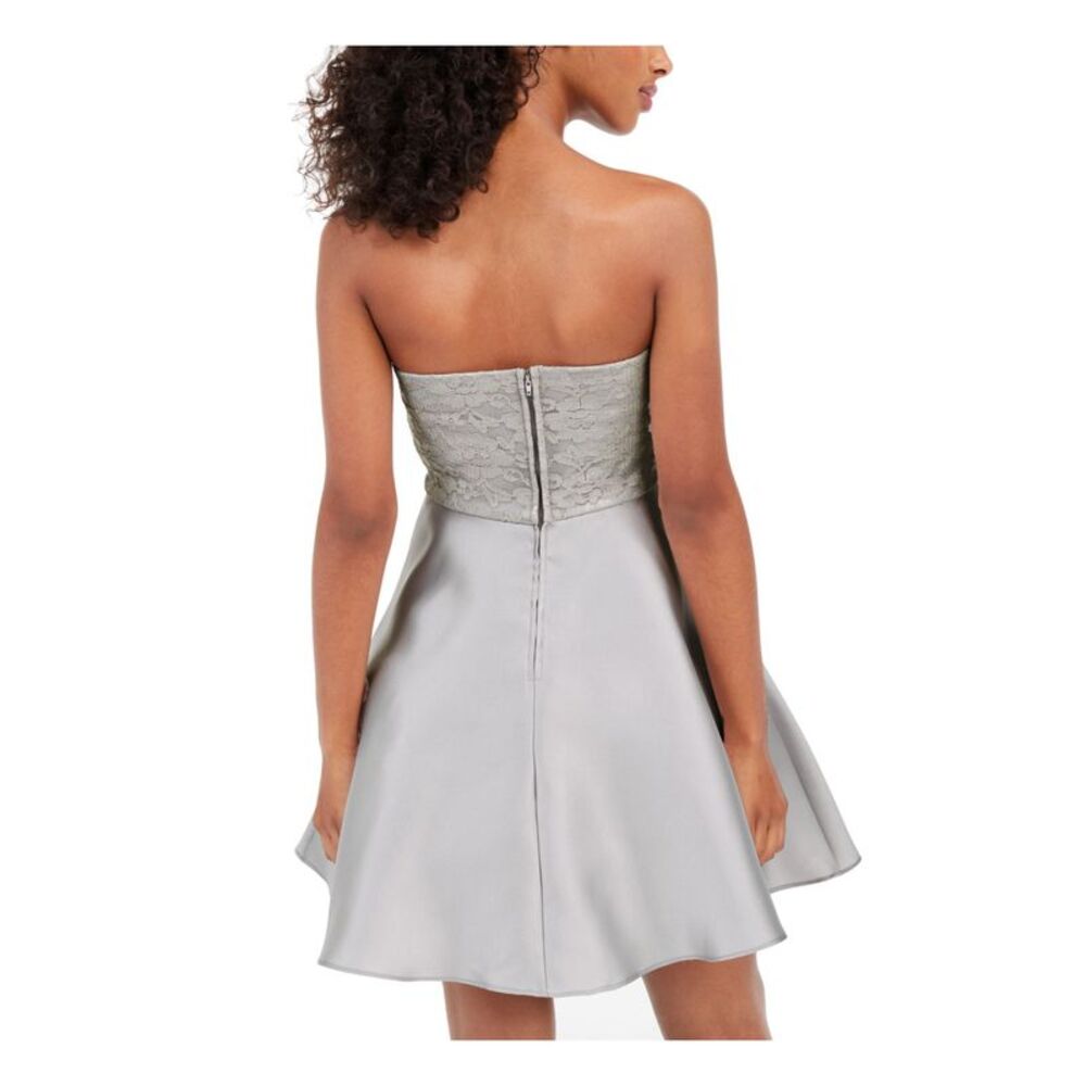 CITY STUDIO Womens Fit + Flare Short Dress Gray Sleeveless Party Juniors 5 - Picture 2 of 3